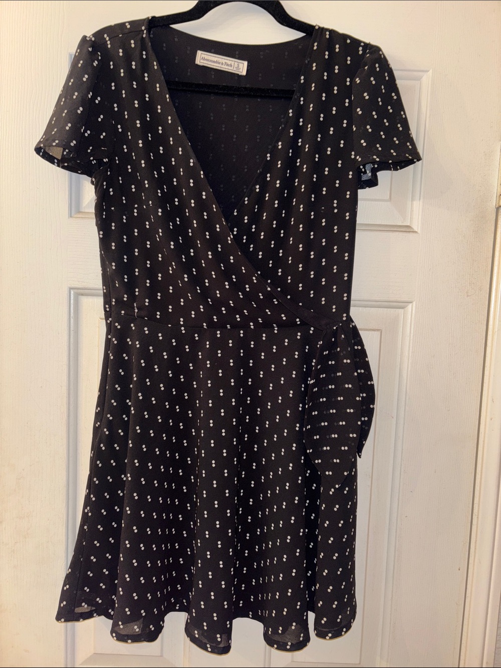 Abercrombie and Fitch Black Polka Dot Wrap Dress - Women's
